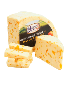 QUESO INGLÉS WENSLEYDALE CON MANGO Y NARANJA